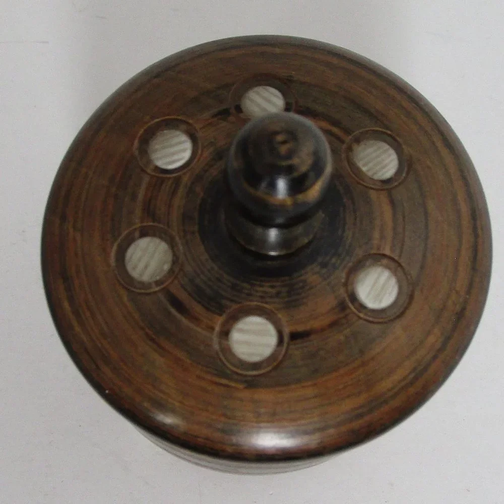 souvenir carved wood footed trinket box